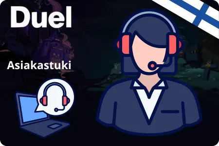 Duel Casino asiakastuki - tukihenkilö kuulokkeilla