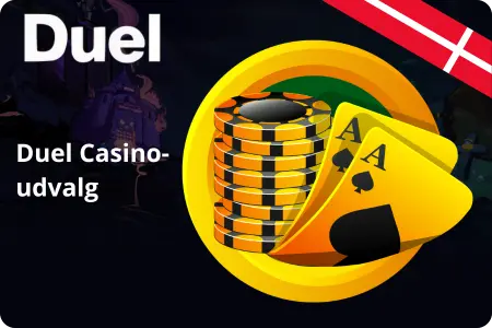 Udvalg af spil i Duel casinoet: kort og chips.