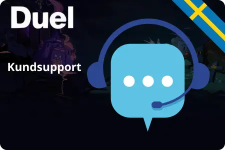 Duel casino kundsupport – headset-ikon och svensk flagga