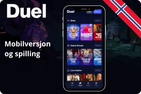 Duel Casino mobilversjon – casinoapp på telefonen din
